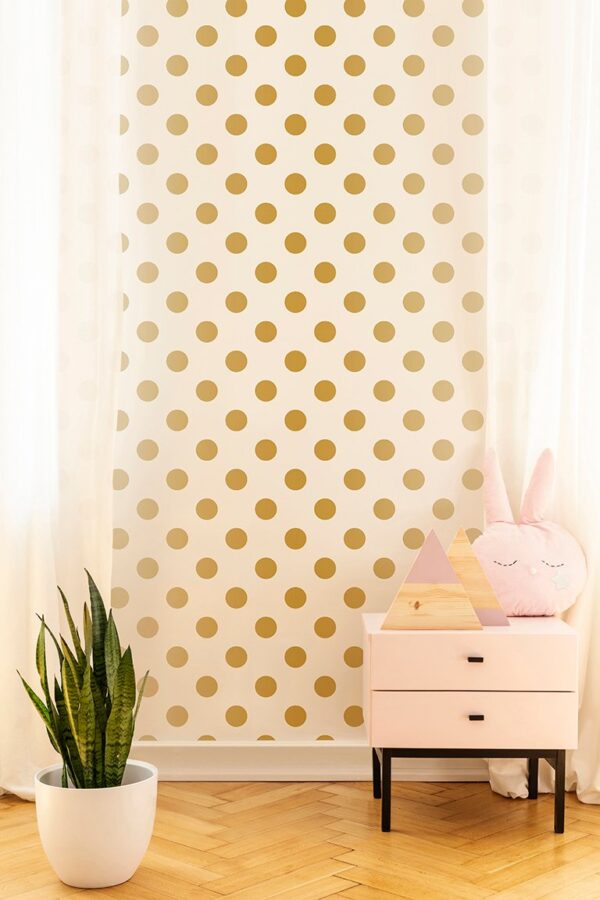 100105-pale-de-parede-importado-gold-dotty-ambiente-2.jpg Papel de Parede Infantil Kids n Teens 2 100105