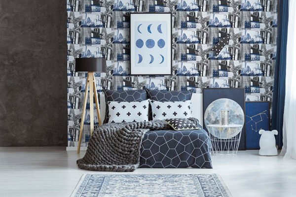 104631-papel-de-parede-importado-new-york-blue-black-ambiente-2-600x400-1.jpg Papel de Parede Infantil Kids n Teens 2 104631