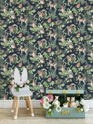 108568-papel-de-parede-importado-woodland-animals-navy-ambiente-2.jpg Papel de Parede Infantil Kids n Teens 2 108568