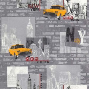 12102002__10173.jpg Papel de parede Les Aventures 3 12102002 Teenager / NY – Tons de Cinza Branco Amarelo Vermelho e Preto