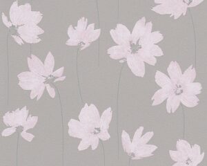 301001__49410.jpg Papel de Parede Vinílico Life 4 301001 Floral com leve brilho Tom de Cinza e Rosa