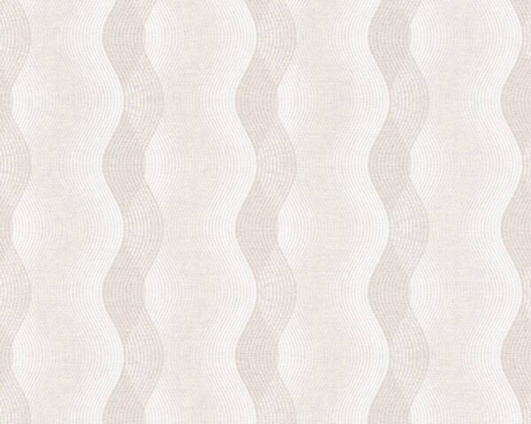 Papel de Parede Vinílico Life 4 356041 Geométrico com leve brilho Tom de Bege Branco e Prata