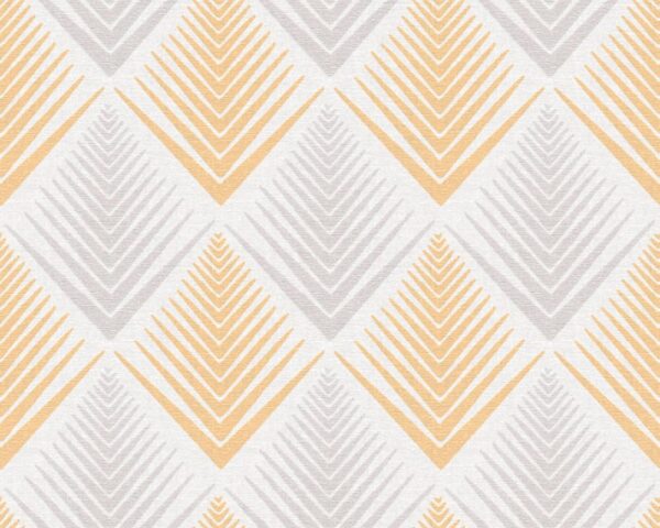 Papel de Parede Vinílico Life 4 356061 Geométrico com leve brilho Tom Branco, Cinza e Laranja
