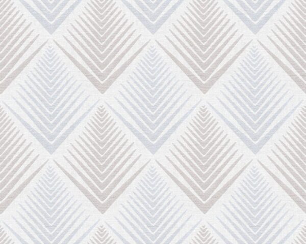 Papel de Parede Vinílico Life 4 356062 Geométrico com leve brilho Tom Branco, Cinza e Azul