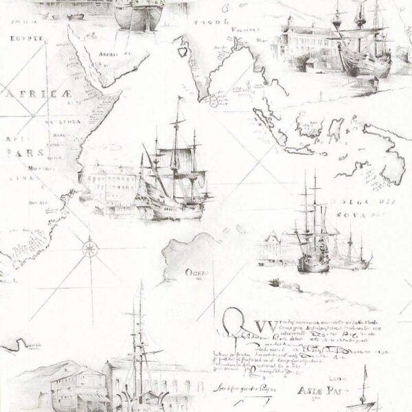 51136809__64495.jpg Papel de Parede Infantil Les Aventures 3 51136809 Navio / Mapas Tom Branco e Bege