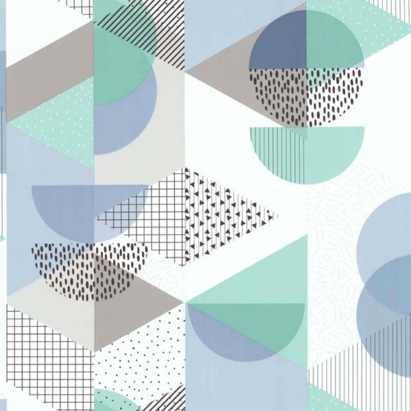 51171801__29611.jpg Papel de parede Les Aventures 3 51171801 Geométrico Tom Branco Cinza Verde Azul e Preto